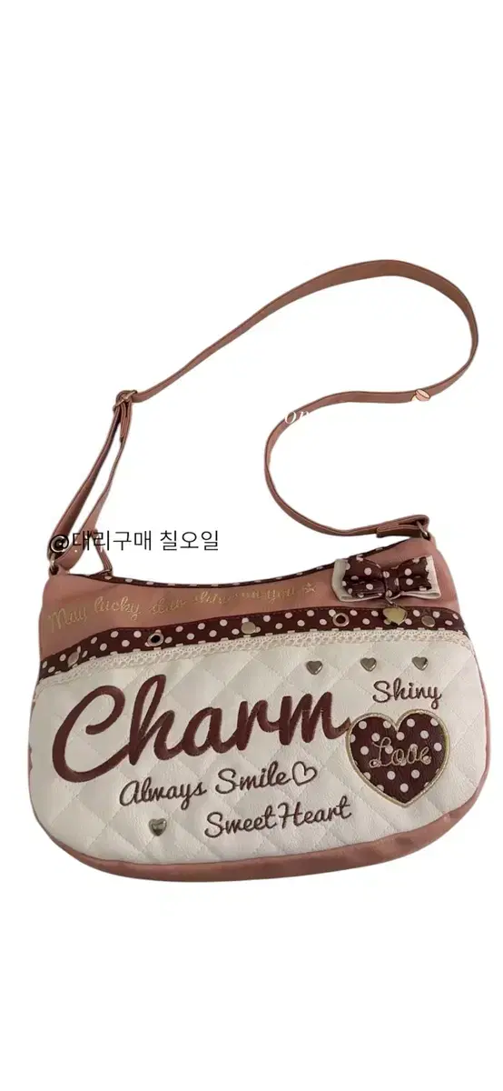 라떼갸루 빈티지 charm 브라운 초코갸루 도트 크로스백